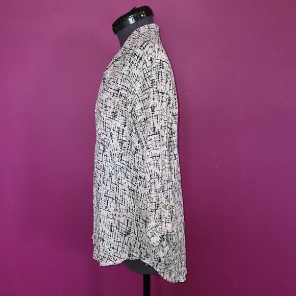 Jones New York Abstract White, Pink & Black Blouse Size Small - Picture 4 of 7